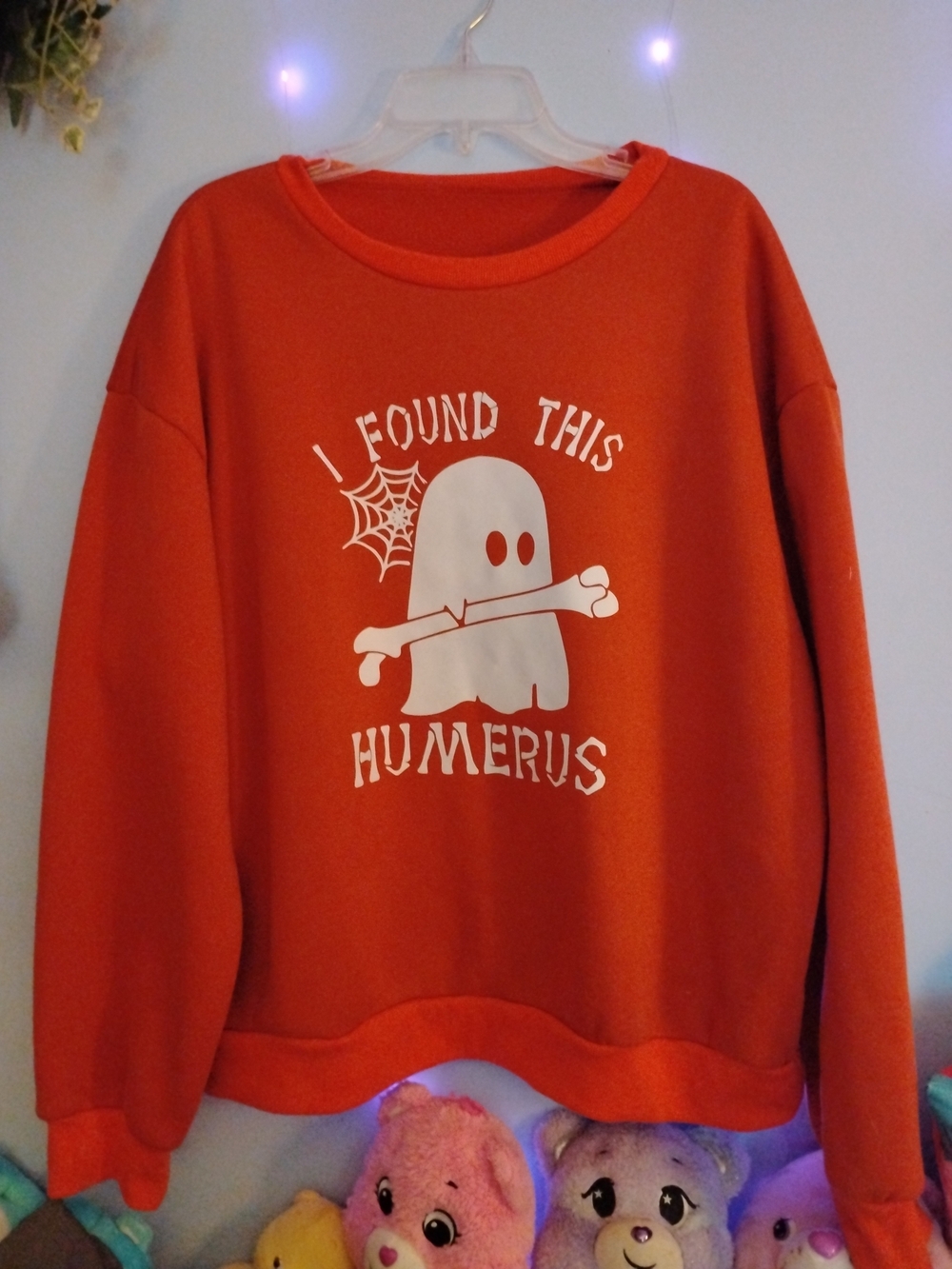 Orange Crewneck Sweatshirt with White Ghost 👻